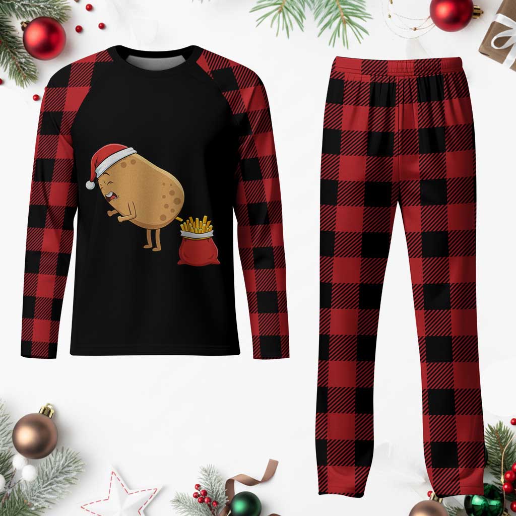 Funny French Fries Christmas Plaid Pajama Set Potato Food Eaters TS14 Buffalo Plaid Print Your Wear