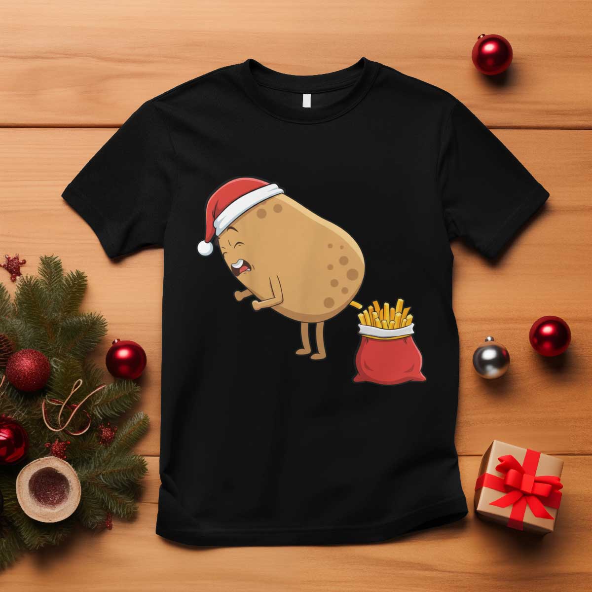Funny French Fries Christmas T Shirt Potato Food Eaters TS14 Black Print Your Wear