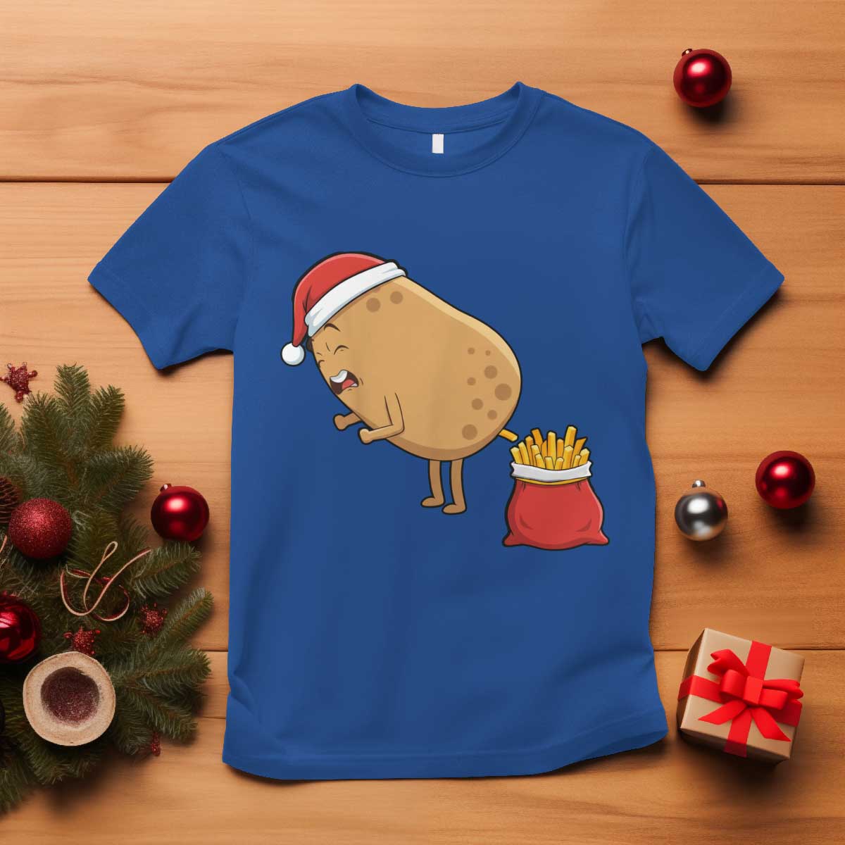 Funny French Fries Christmas T Shirt Potato Food Eaters TS14 Royal Blue Print Your Wear