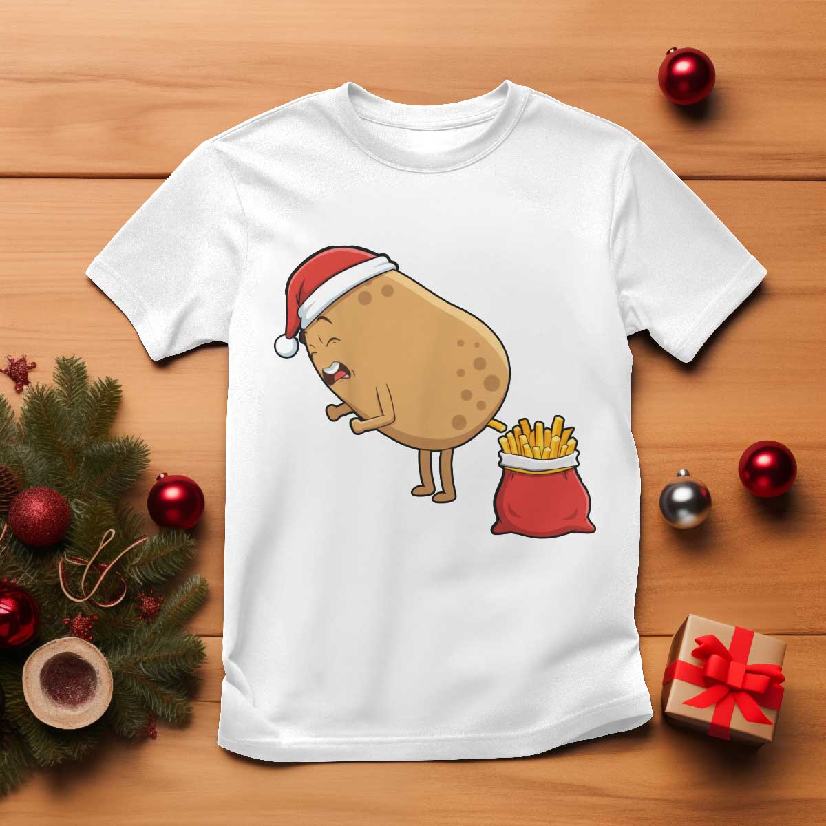 Funny French Fries Christmas T Shirt Potato Food Eaters TS14 White Print Your Wear