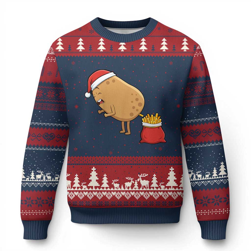 Funny French Fries Xmas Ugly Christmas Sweater Potato Food Eaters TS14 Navy Red Print Your Wear