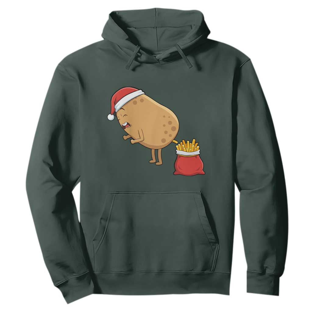 Funny French Fries Christmas Hoodie Potato Food Eaters TS14 Dark Forest Green Print Your Wear