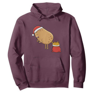 Funny French Fries Christmas Hoodie Potato Food Eaters TS14 Maroon Print Your Wear
