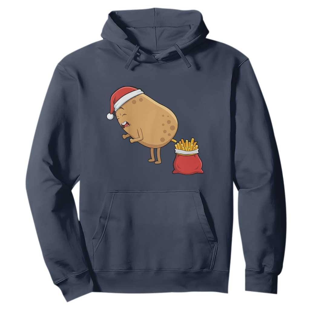 Funny French Fries Christmas Hoodie Potato Food Eaters TS14 Navy Print Your Wear