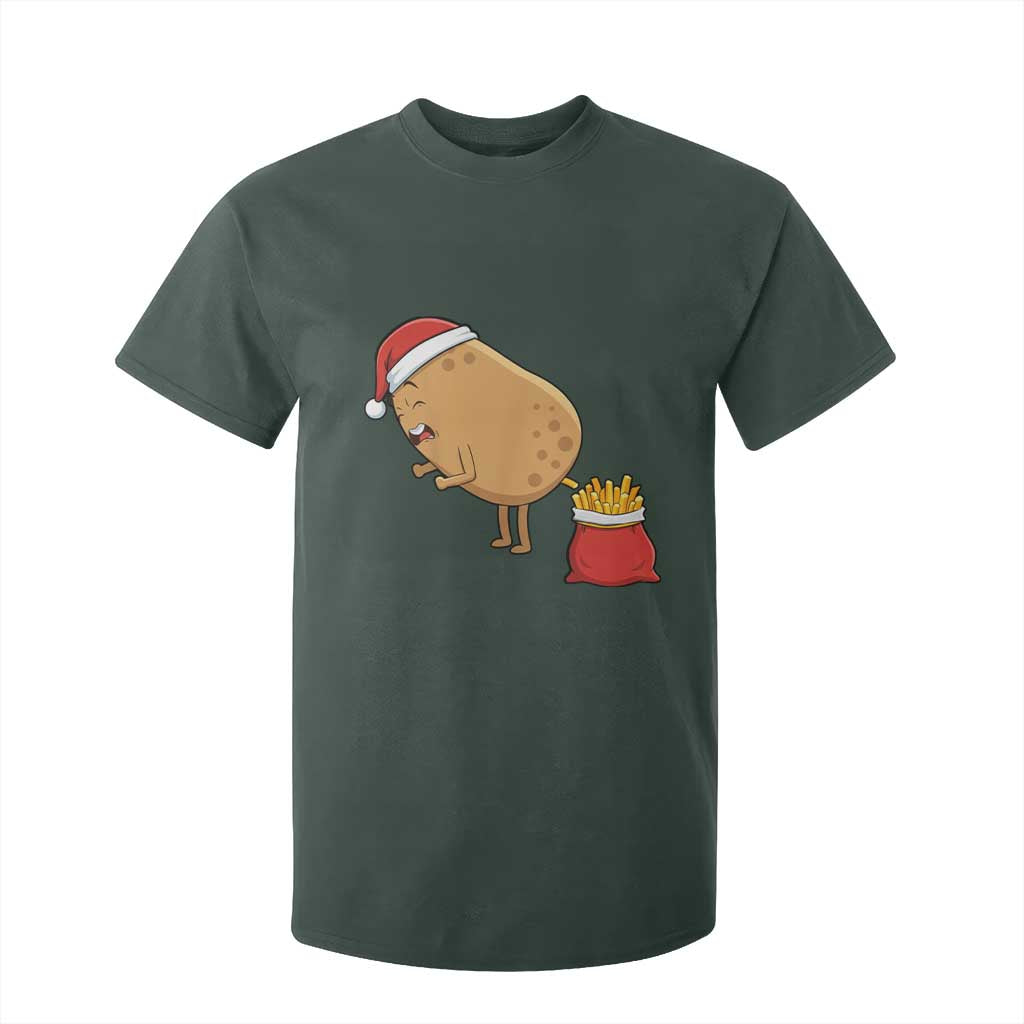 Funny French Fries Christmas T Shirt For Kid Potato Food Eaters TS14 Dark Forest Green Print Your Wear