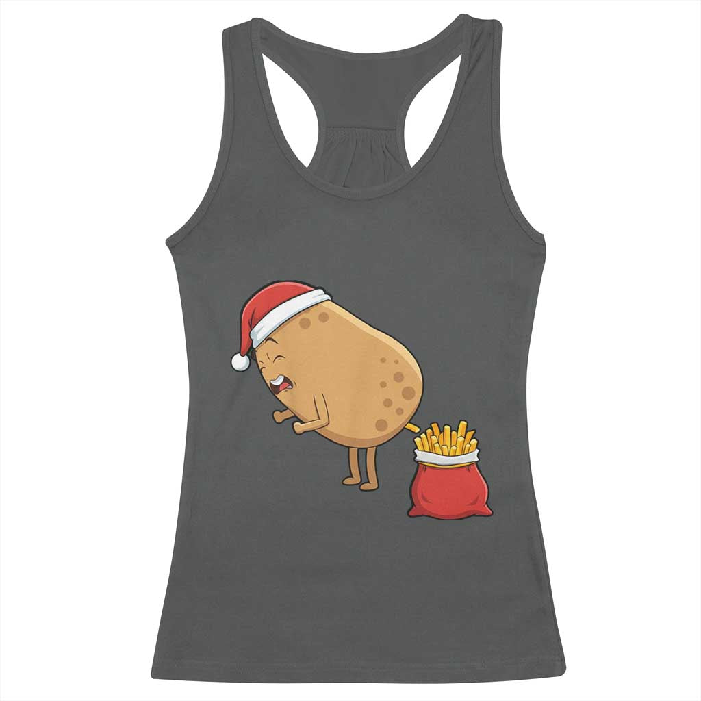 Funny French Fries Christmas Racerback Tank Top Potato Food Eaters TS14 Dark Heather Print Your Wear