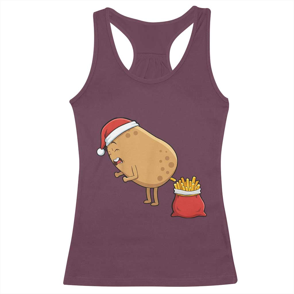 Funny French Fries Christmas Racerback Tank Top Potato Food Eaters TS14 Maroon Print Your Wear
