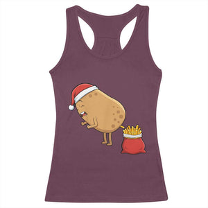 Funny French Fries Christmas Racerback Tank Top Potato Food Eaters TS14 Maroon Print Your Wear