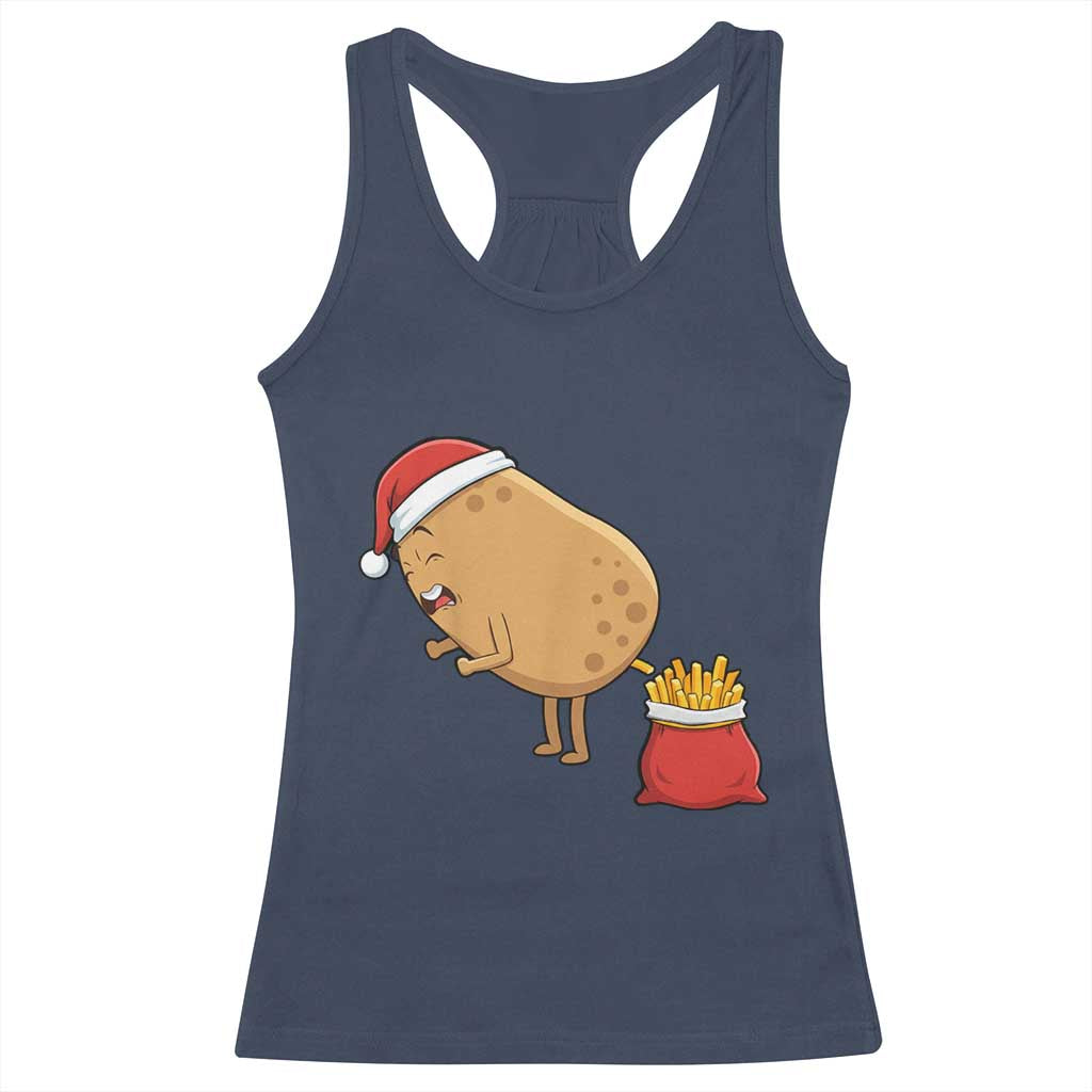 Funny French Fries Christmas Racerback Tank Top Potato Food Eaters TS14 Navy Print Your Wear