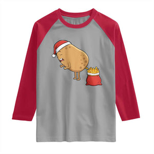 Funny French Fries Christmas Raglan Shirt Potato Food Eaters TS14 Sport Gray Red Print Your Wear