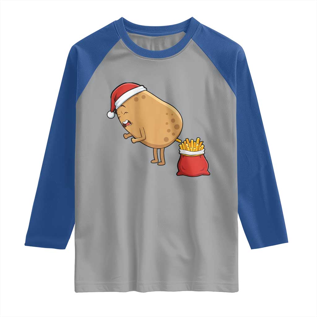 Funny French Fries Christmas Raglan Shirt Potato Food Eaters TS14 Sport Gray Royal Print Your Wear