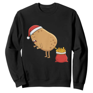 Funny French Fries Christmas Sweatshirt Potato Food Eaters TS14 Black Print Your Wear