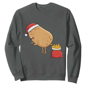 Funny French Fries Christmas Sweatshirt Potato Food Eaters TS14 Dark Heather Print Your Wear