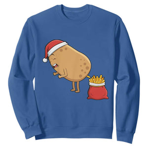 Funny French Fries Christmas Sweatshirt Potato Food Eaters TS14 Royal Blue Print Your Wear