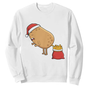 Funny French Fries Christmas Sweatshirt Potato Food Eaters TS14 White Print Your Wear