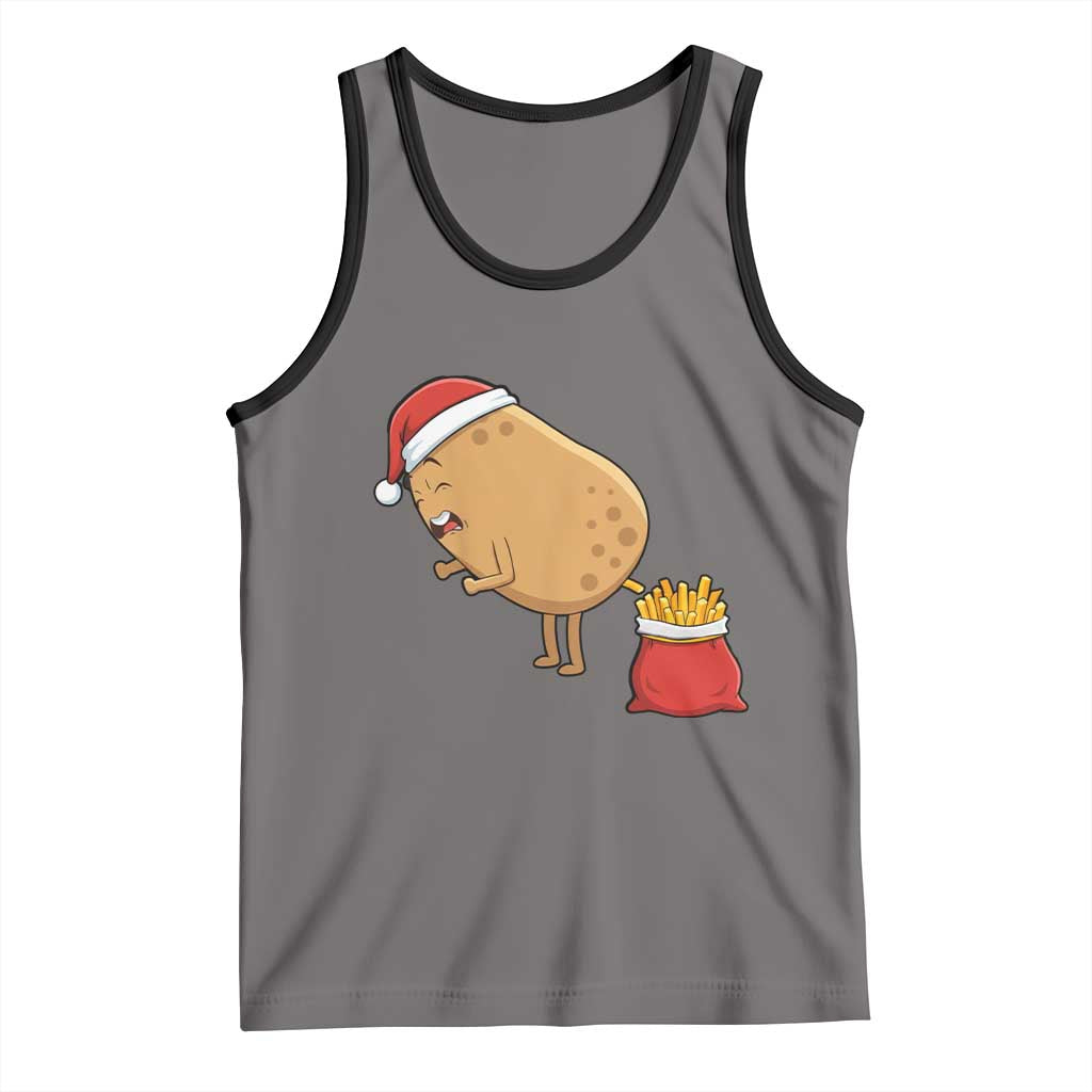 Funny French Fries Christmas Tank Top Potato Food Eaters TS14 Deep Heather Black Print Your Wear