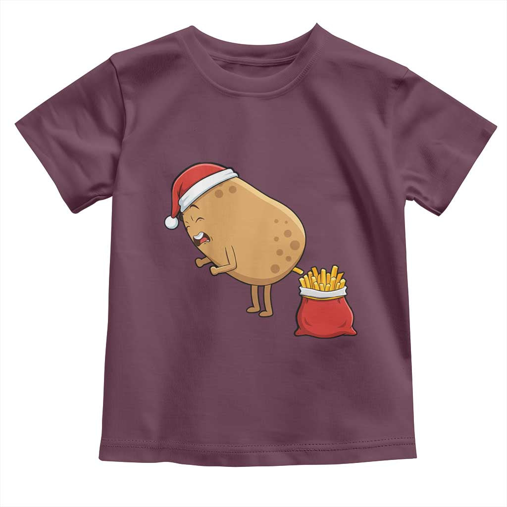 Funny French Fries Christmas Toddler T Shirt Potato Food Eaters TS14 Maroon Print Your Wear