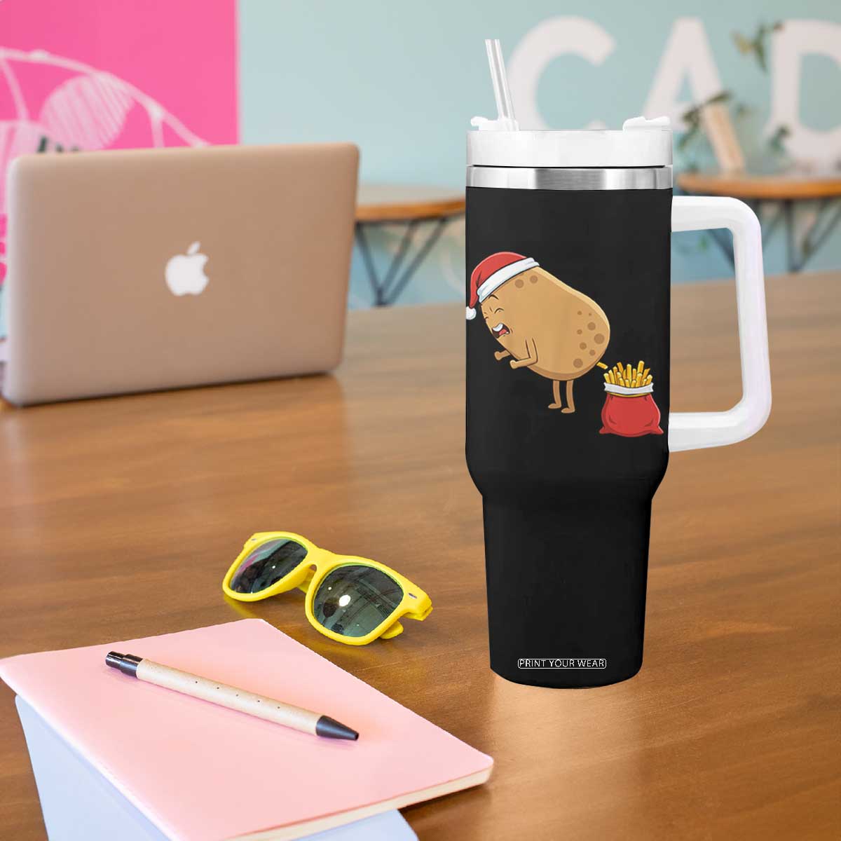 Funny French Fries Christmas Tumbler With Handle Potato Food Eaters TS14 Print Your Wear