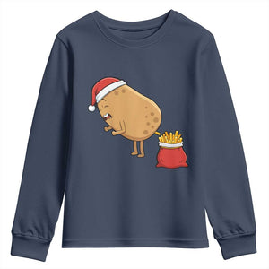 Funny French Fries Christmas Youth Sweatshirt Potato Food Eaters TS14 Navy Print Your Wear