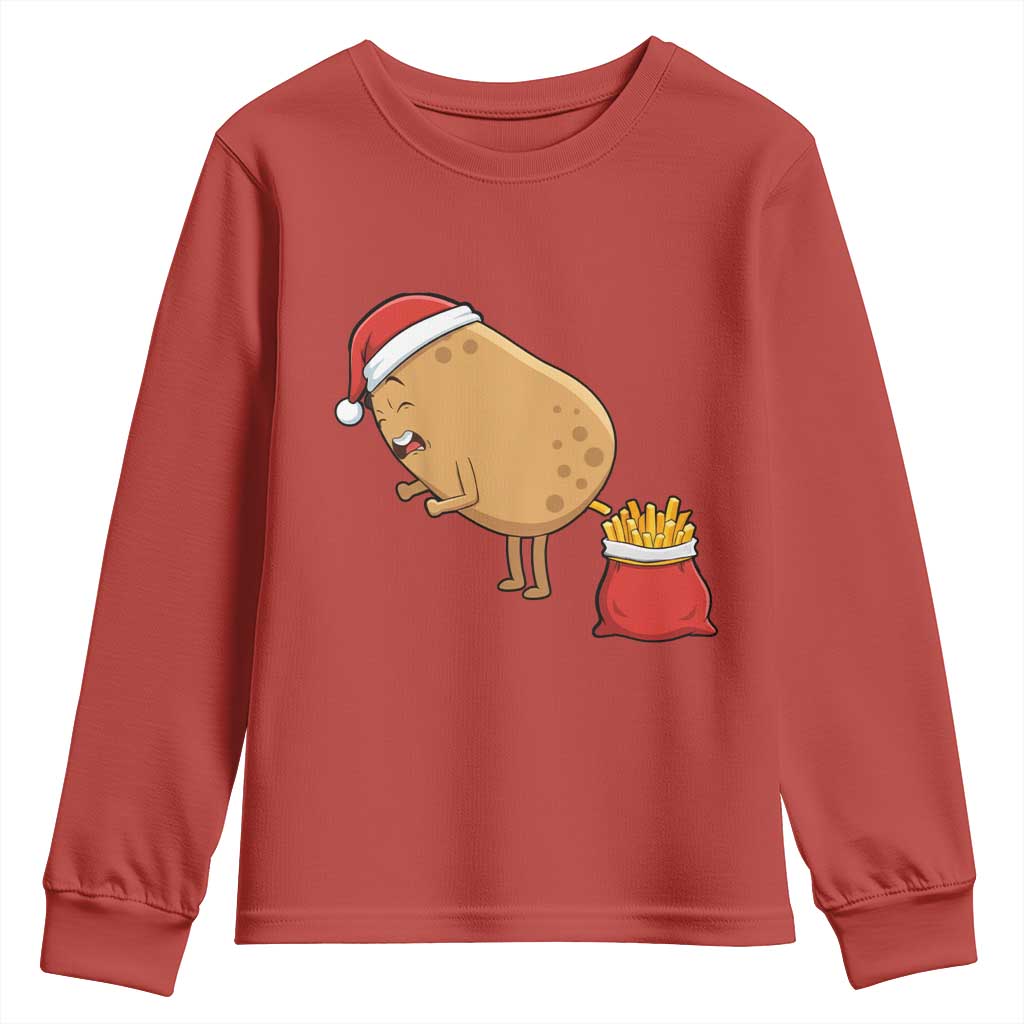 Funny French Fries Christmas Youth Sweatshirt Potato Food Eaters TS14 Red Print Your Wear