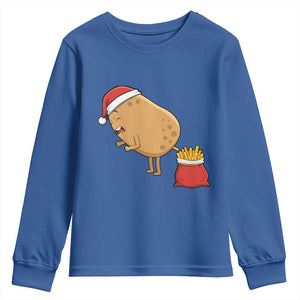 Funny French Fries Christmas Youth Sweatshirt Potato Food Eaters TS14 Royal Blue Print Your Wear