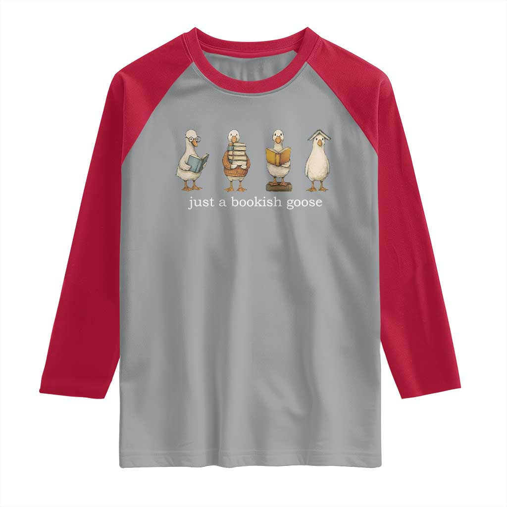 Silly Goose Book Club Raglan Shirt Funny Bookish Book Lover TS14 Sport Gray Red Print Your Wear