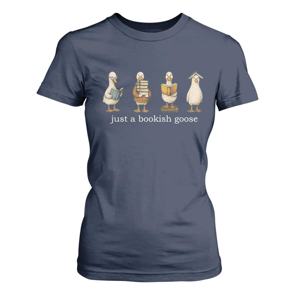 Silly Goose Book Club T Shirt For Women Funny Bookish Book Lover TS14 Navy Print Your Wear