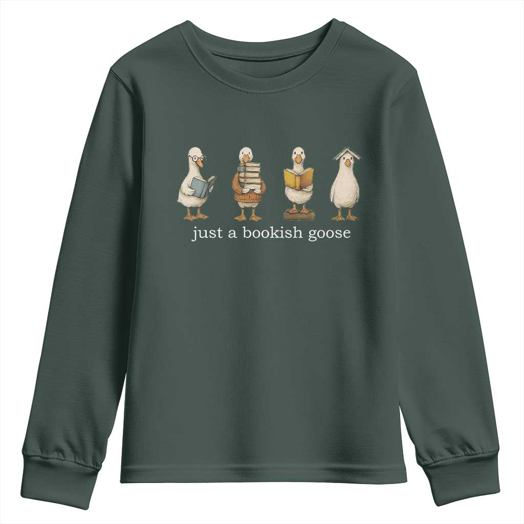 Silly Goose Book Club Youth Sweatshirt Funny Bookish Book Lover TS14 Dark Forest Green Print Your Wear