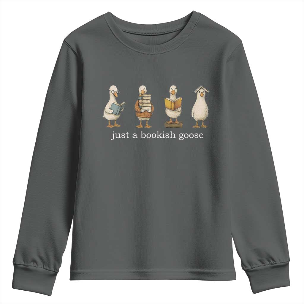 Silly Goose Book Club Youth Sweatshirt Funny Bookish Book Lover TS14 Dark Heather Print Your Wear