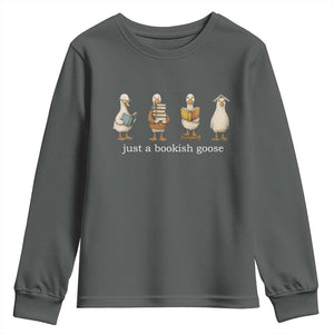 Silly Goose Book Club Youth Sweatshirt Funny Bookish Book Lover TS14 Dark Heather Print Your Wear