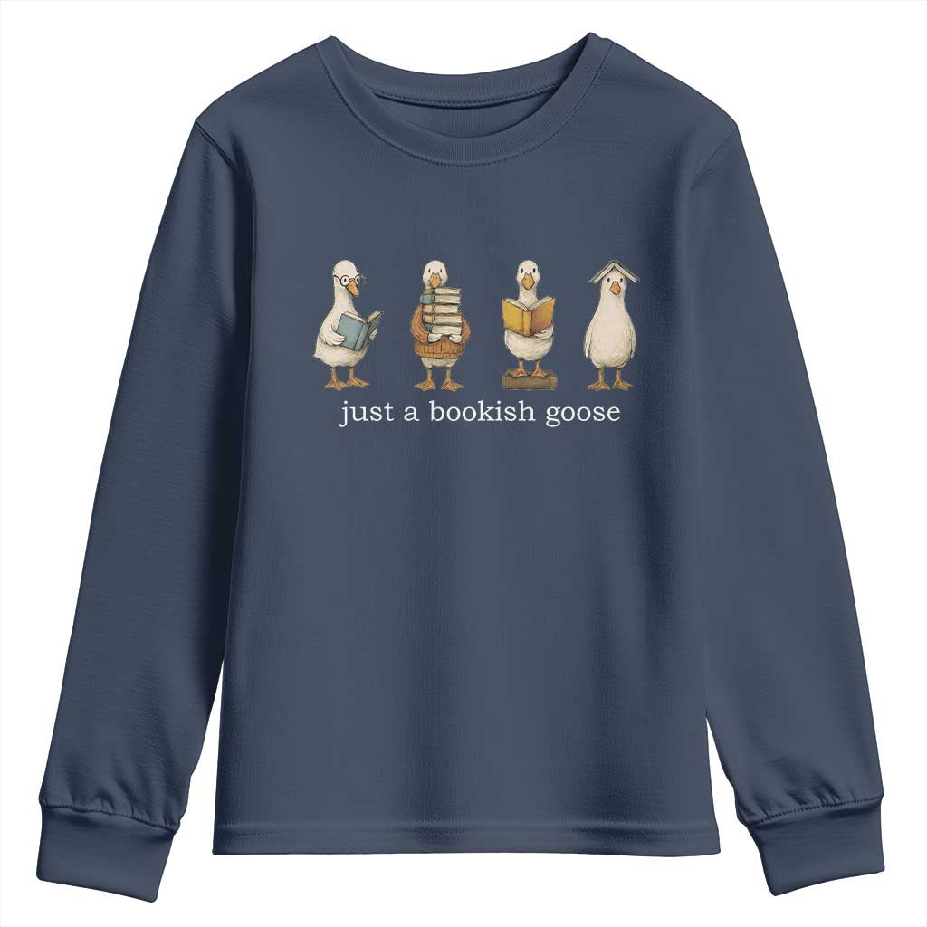 Silly Goose Book Club Youth Sweatshirt Funny Bookish Book Lover TS14 Navy Print Your Wear