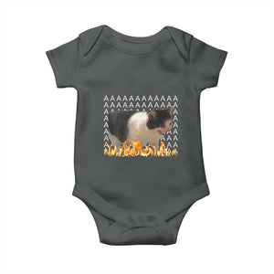 Screaming Cat Meme Baby Onesie Funny Internet Gen Z Cat Lover TS14 Dark Heather Print Your Wear