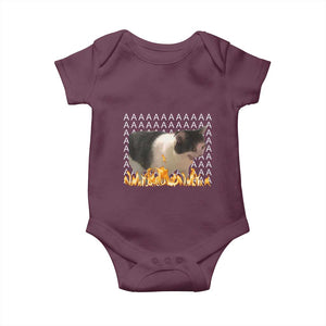 Screaming Cat Meme Baby Onesie Funny Internet Gen Z Cat Lover TS14 Maroon Print Your Wear