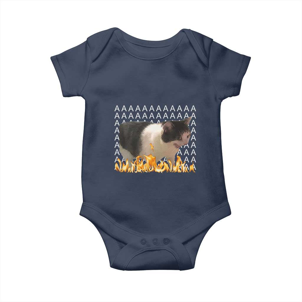 Screaming Cat Meme Baby Onesie Funny Internet Gen Z Cat Lover TS14 Navy Print Your Wear