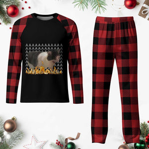 Screaming Cat Meme Plaid Pajama Set Funny Internet Gen Z Cat Lover TS14 Buffalo Plaid Print Your Wear