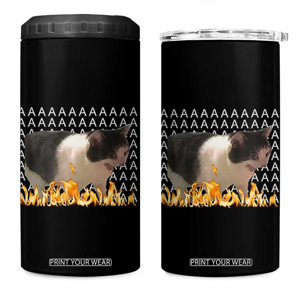 Screaming Cat Meme 4 in 1 Can Cooler Tumbler Funny Internet Gen Z Cat Lover TS14 One Size: 16 oz Black Print Your Wear