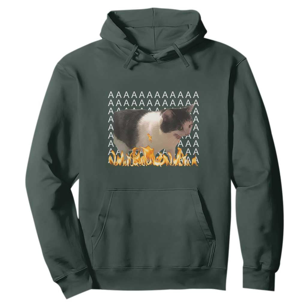 Screaming Cat Meme Hoodie Funny Internet Gen Z Cat Lover TS14 Dark Forest Green Print Your Wear