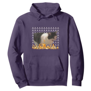 Screaming Cat Meme Hoodie Funny Internet Gen Z Cat Lover TS14 Purple Print Your Wear