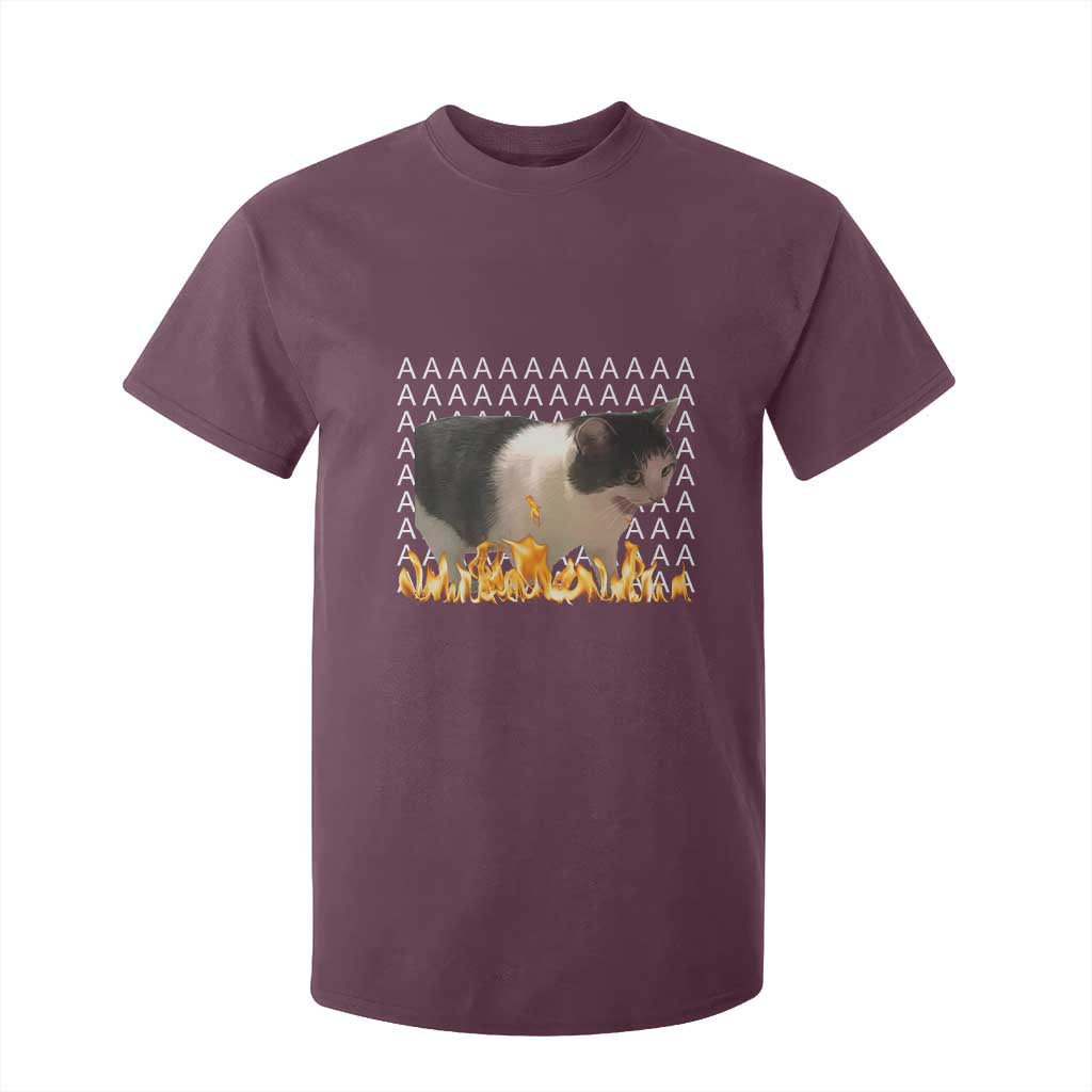 Screaming Cat Meme T Shirt For Kid Funny Internet Gen Z Cat Lover TS14 Maroon Print Your Wear