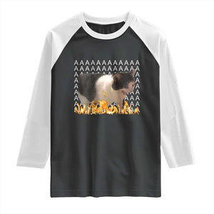 Screaming Cat Meme Raglan Shirt Funny Internet Gen Z Cat Lover TS14 Black White Print Your Wear