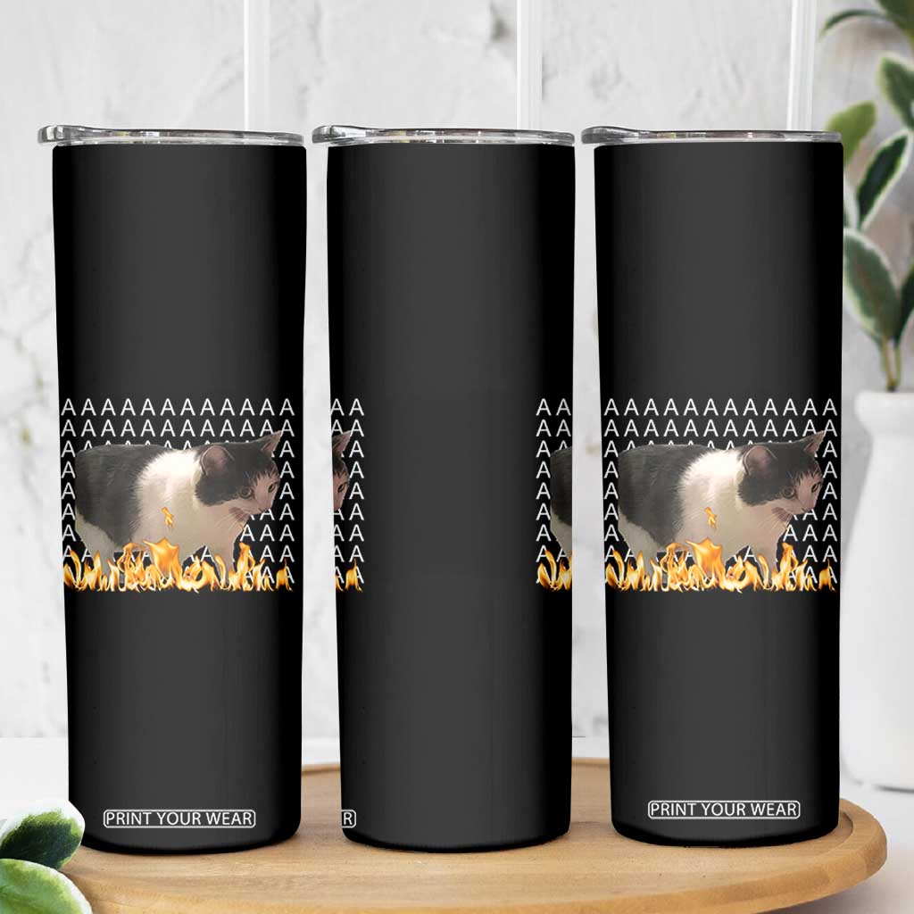 Screaming Cat Meme Skinny Tumbler Funny Internet Gen Z Cat Lover TS14 Print Your Wear