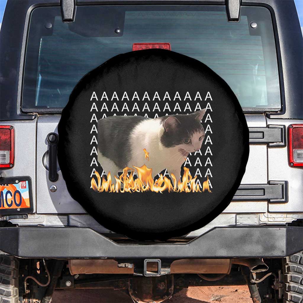 Screaming Cat Meme Spare Tire Cover Funny Internet Gen Z Cat Lover TS14 No hole Black Print Your Wear
