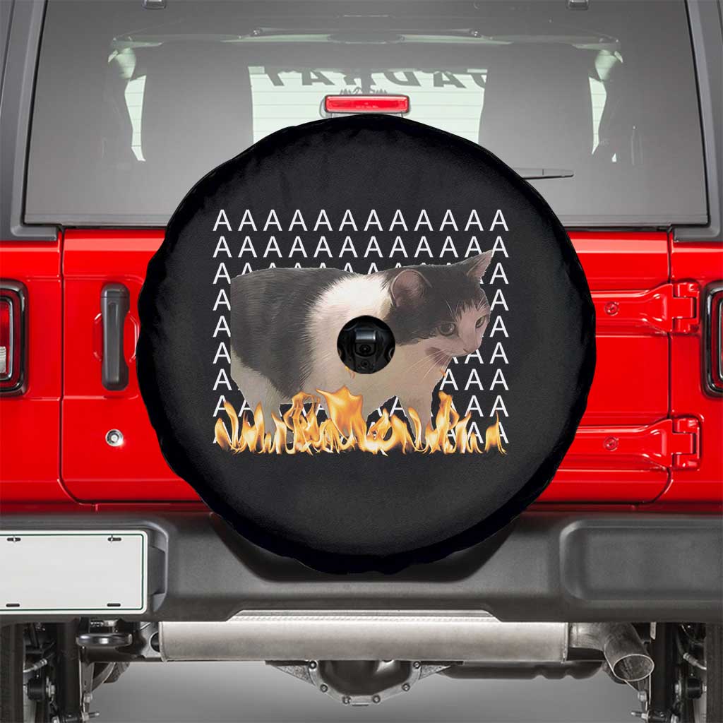 Screaming Cat Meme Spare Tire Cover Funny Internet Gen Z Cat Lover TS14 Black Print Your Wear