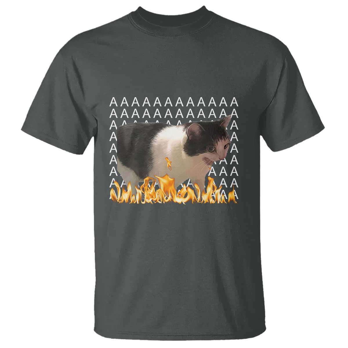 Screaming Cat Meme T Shirt Funny Internet Gen Z Cat Lover TS14 Dark Heather Print Your Wear