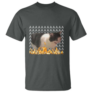 Screaming Cat Meme T Shirt Funny Internet Gen Z Cat Lover TS14 Dark Heather Print Your Wear