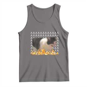 Screaming Cat Meme Tank Top Funny Internet Gen Z Cat Lover TS14 Deep Heather Print Your Wear