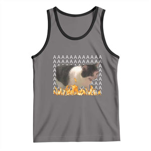 Screaming Cat Meme Tank Top Funny Internet Gen Z Cat Lover TS14 Deep Heather Black Print Your Wear