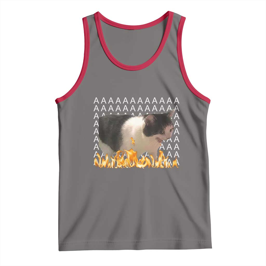 Screaming Cat Meme Tank Top Funny Internet Gen Z Cat Lover TS14 Deep Heather Red Print Your Wear