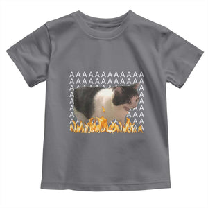 Screaming Cat Meme Toddler T Shirt Funny Internet Gen Z Cat Lover TS14 Charcoal Print Your Wear