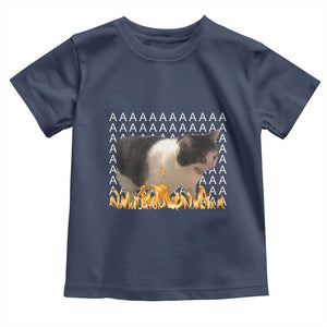 Screaming Cat Meme Toddler T Shirt Funny Internet Gen Z Cat Lover TS14 Navy Print Your Wear